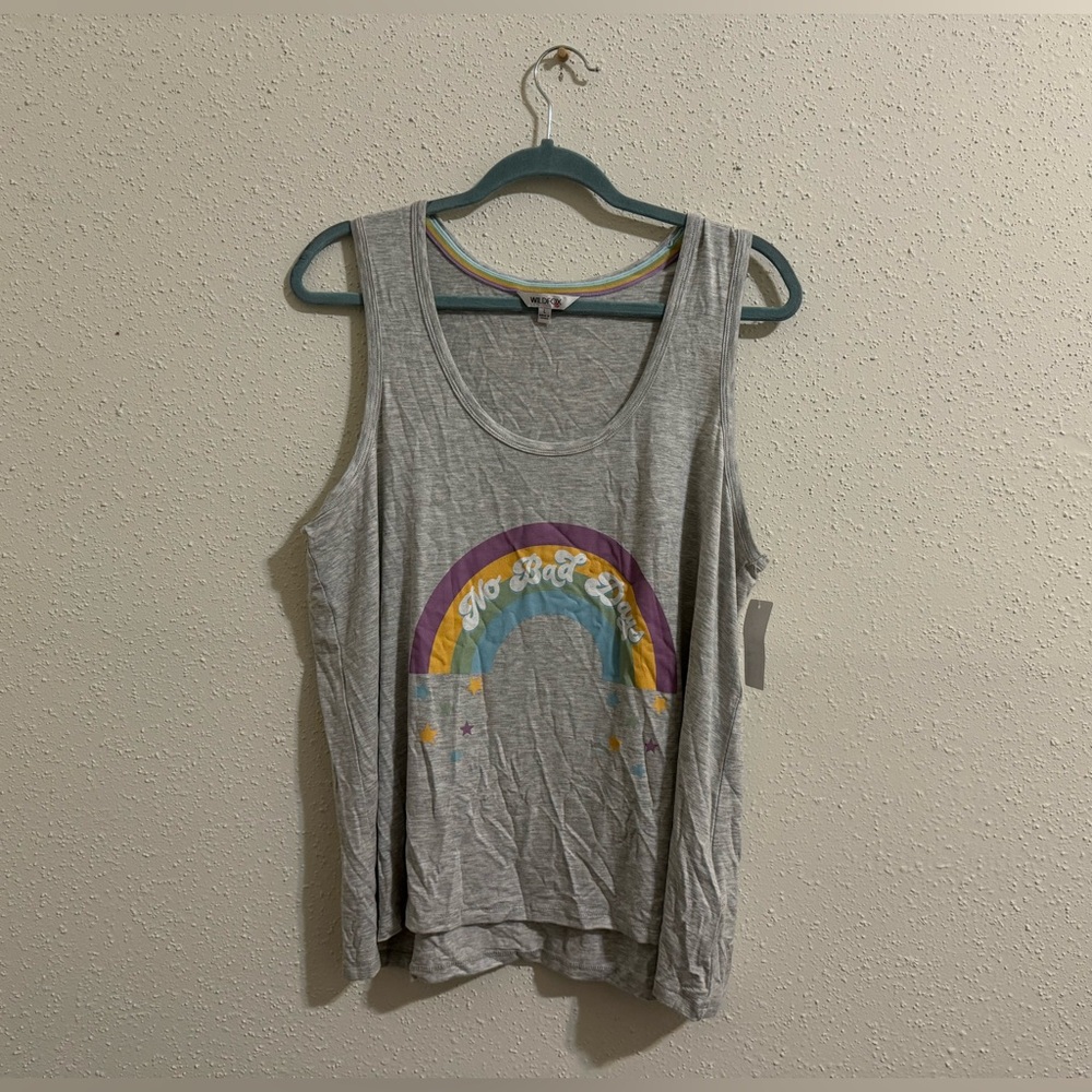 Wildflox No Bad Days Tank Top in Grey Rainbow - NWT - Size L